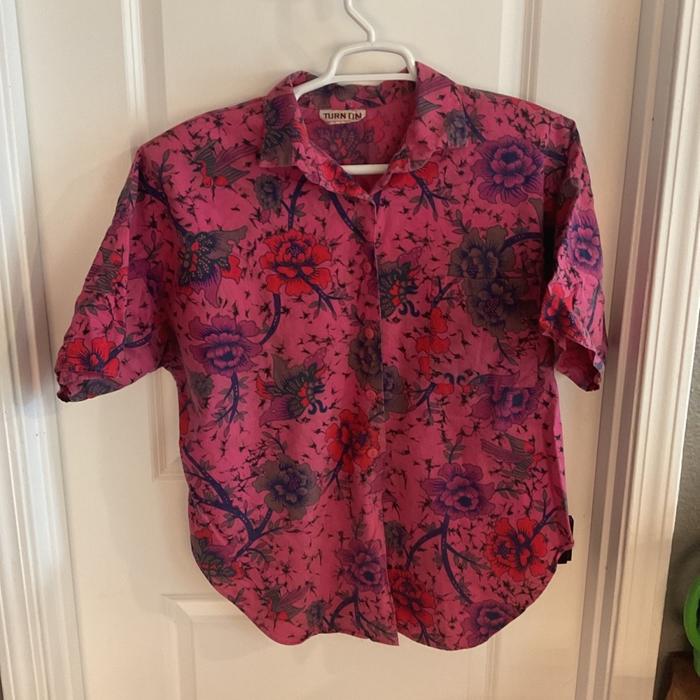 Turn On - Button Down Short Sleeve Floral Shirt - Pink - Men’s Size 22